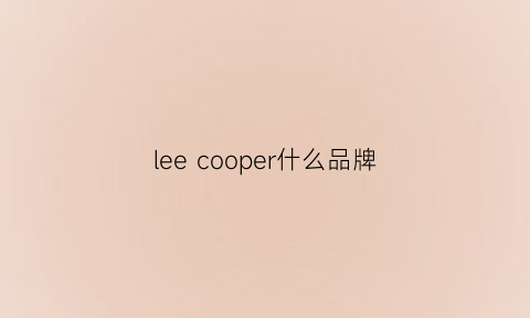 leecooper什么品牌(leecooper档次)